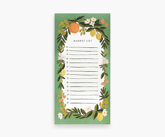 Rifle Paper Co. Citrus Floral Julep Market Pad, 8.5" L x 4.25" W, 65 Tear-Off Pages, Features an ... | Amazon (US)