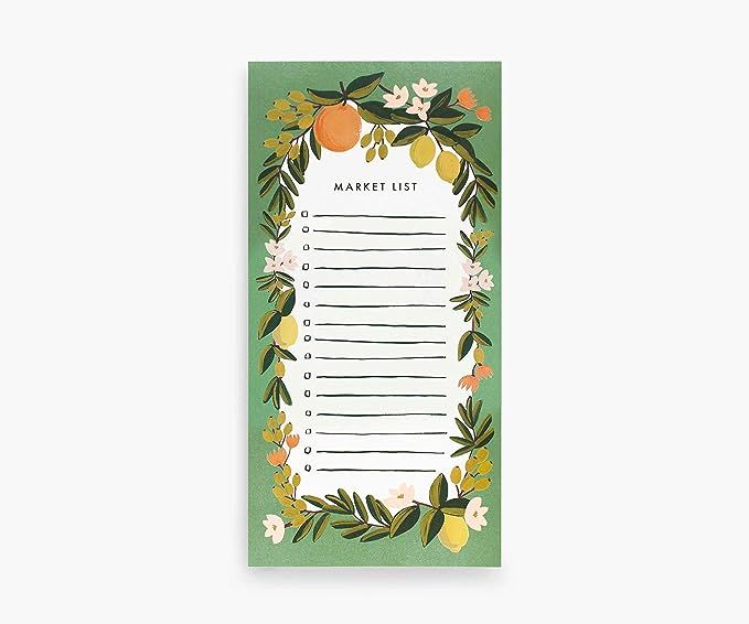 Rifle Paper Co. Citrus Floral Julep Market Pad, 8.5" L x 4.25" W, 65 Tear-Off Pages, Features an ... | Amazon (US)