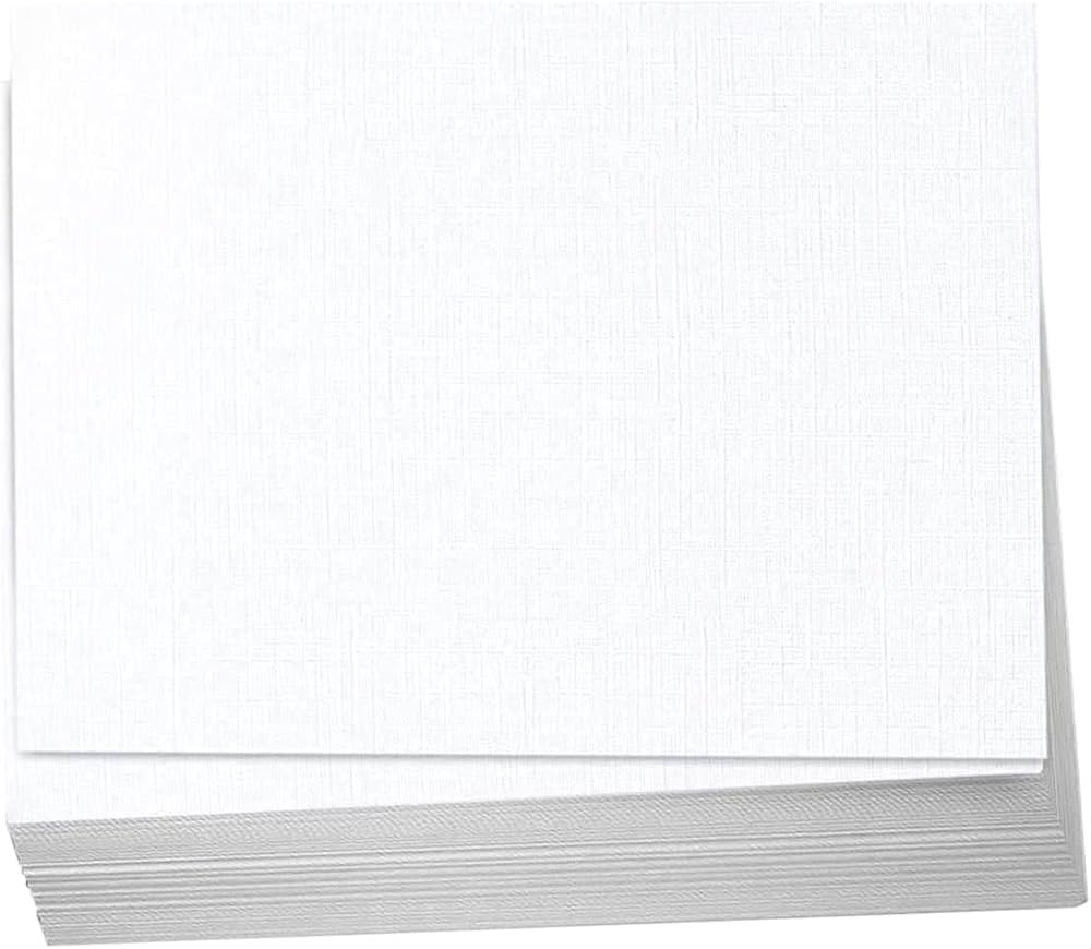 Hamilco 5x7 White Linen Cardstock Paper Blank Index Cards Flat Card Stock Heavyweight 100lb Cover... | Amazon (US)