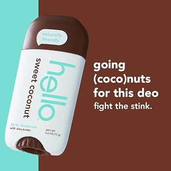 hello Sweet Coconut Deodorant With Shea Butter for Women + Men, Aluminum Free, Baking Soda Free, ... | Amazon (US)