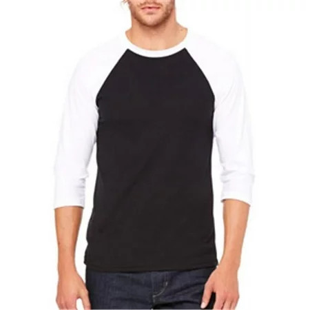 Canvas C3200 Unisex 3 By 4-Sleeve Baseball Tee - Black & White - Extra Large | Walmart (US)