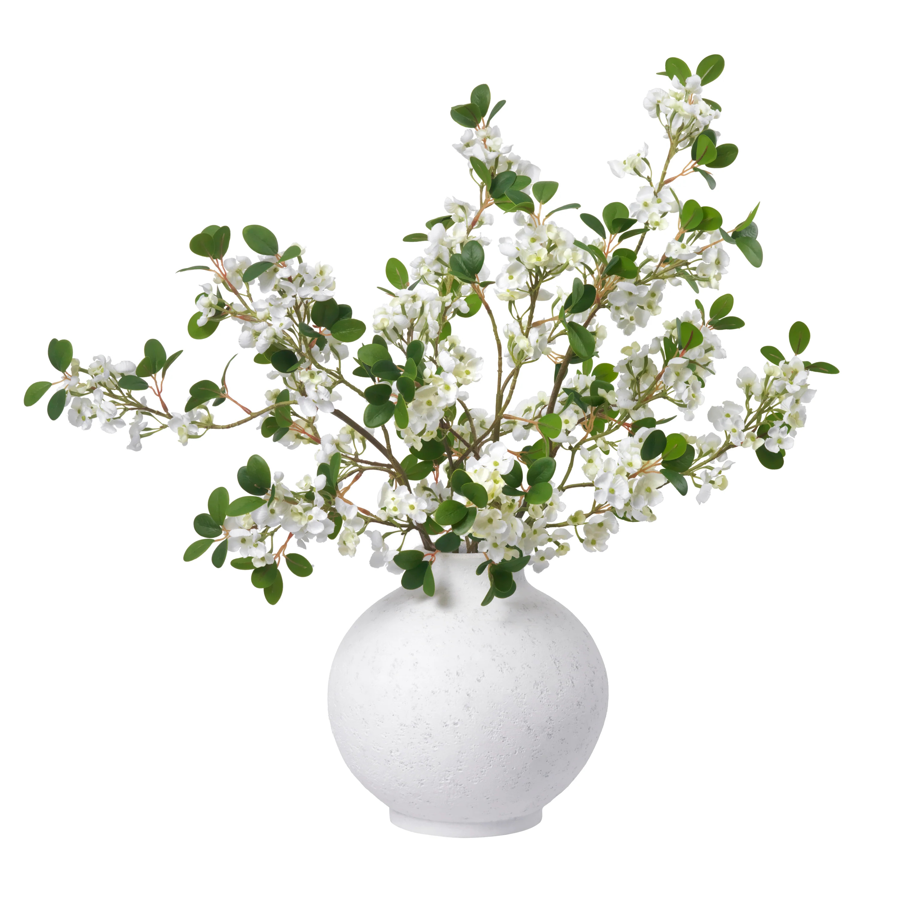 White Blossoms in Round Vase - Limited Edition | Stark Carpet