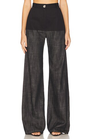 MATTHEW BRUCH High-Waist Combo Pant in Black Denim from Revolve.com | Revolve Clothing (Global)