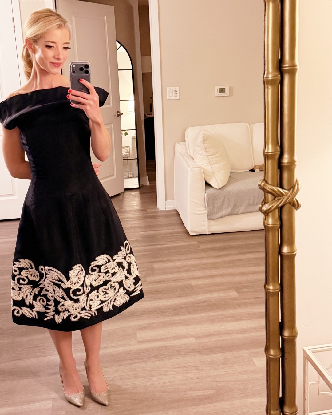 [SHOP MY IG POST] A soft, subtle sparkle, “Winter Wonderland,” look from last night.▫️💫🩵 Photos from the kind of night that makes me pause for a second… There’s 1 thing Santa cannot gift us this year: TIME.

Gwen’s annual holiday party has become a marker in time for me — surrounded by friends I love, laughter I know by heart…

Grateful for the moments, the memories, and the people who make nights like this feel warm, familiar, and special every single year 🎄✨

LTK holiday party dresss and shoes 
LTK grwm mirror selfies galore 
LTK beauty Stila cosmetics
And my LTK ootd 

#LTKHoliday #LTKgrwm #LTKootd