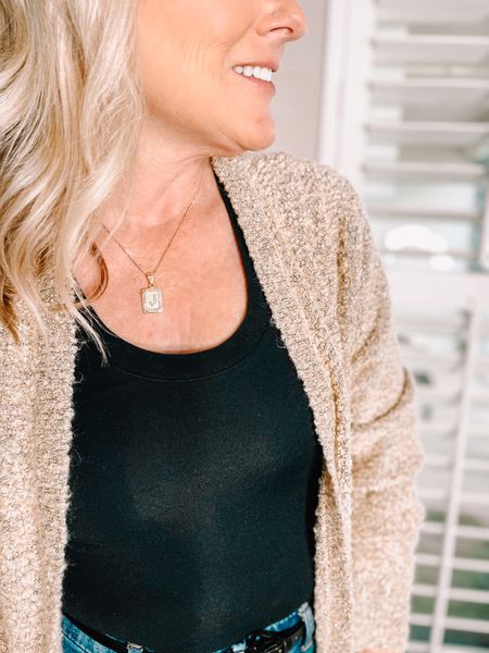This is one of my favorite necklaces to wear for “everyday”. It is a Bracha initial card pendant necklace in gold. 

It is one of my go to’s! PS, it’s also a perfect gift for someone! 

Gold jewelry 
Monogram jewelry 
Initial necklace 
Gift for her

#LTKfindsunder50 #LTKfindsunder100 #LTKover40