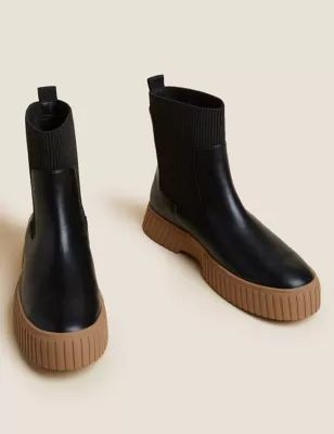 Wide Fit Chelsea Flatform Ankle Boots | Marks & Spencer (UK)