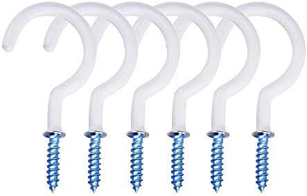 Amazon.com : Leline's Plant Hook, 6pcs Cup Hooks, 2.8IN Vinyl Coated Screw-in Ceiling Hooks for H... | Amazon (US)