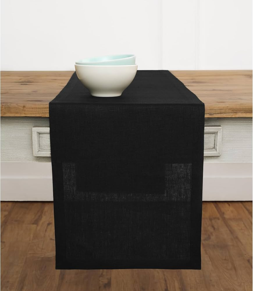 Solino Home Black Linen Table Runner – 14 x 72 Inch Table Runner for Fall, Halloween, Thanksgiv... | Amazon (US)