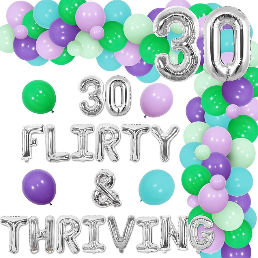 30 Flirty and Thriving Birthday Decoration 30 Flirty & Thriving Balloon Banner 30th Balloon Garla... | Amazon (US)