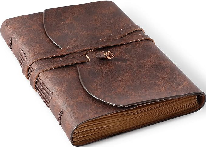 Leather Bound Journal for Men/Women, Rustic Vintage Handmade Large Writing Notebook with 240 Kraf... | Amazon (US)