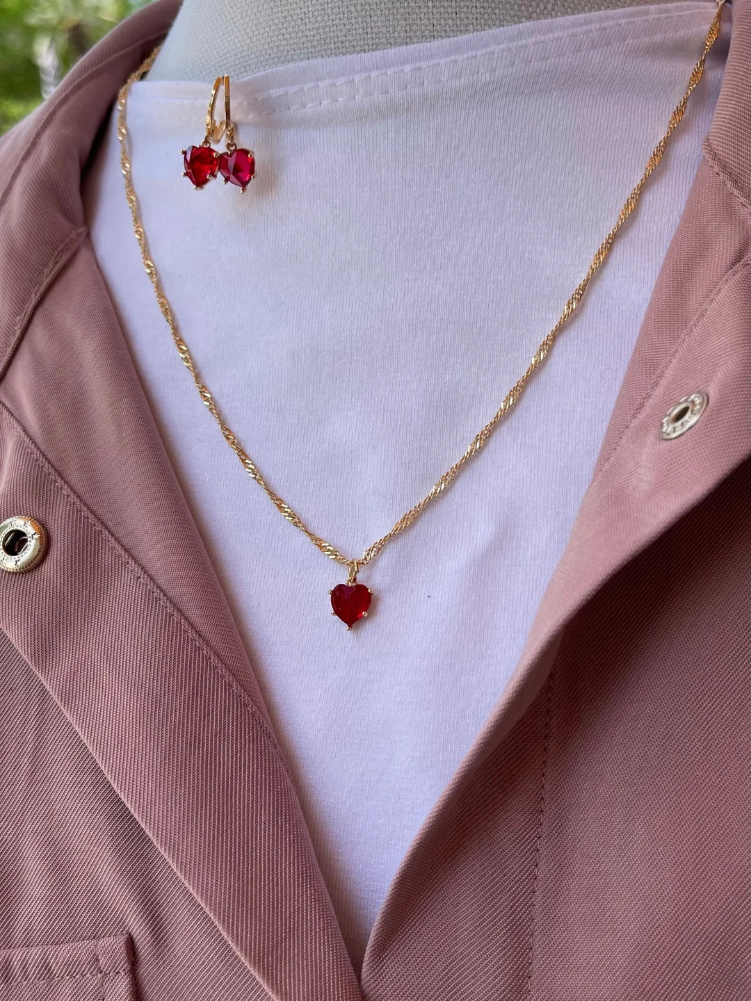 Ruby Heart Huggies Red Heart Earrings Heart Earrings Siam - Etsy | Etsy (US)