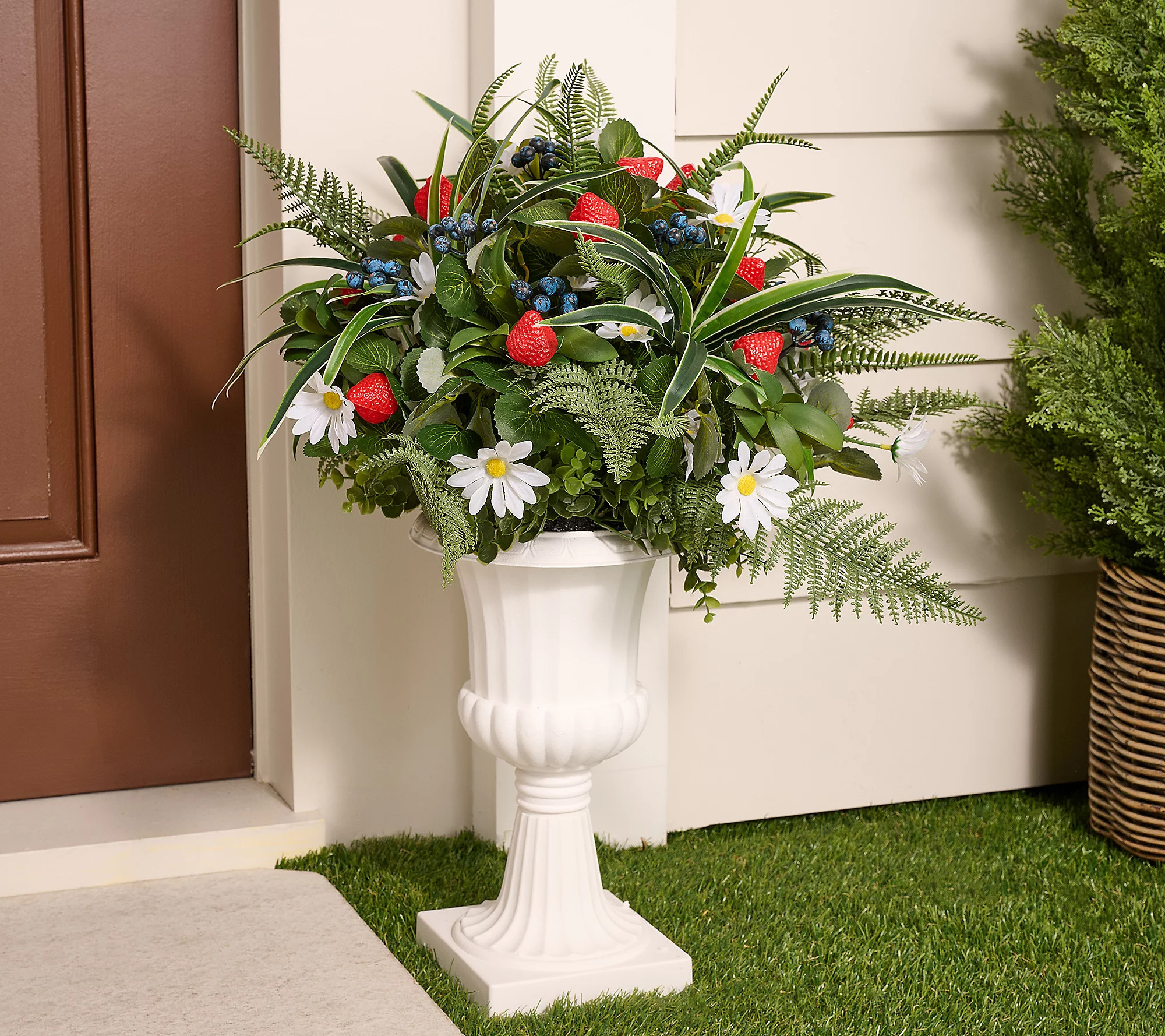 Home Reflections 28"" Fern, Wildflower & Berry in Urn | QVC
