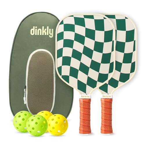 Dinkly Pickleball Paddles Set of 2 - USAPA Approved Graphite/Fiberglass Pickleball Racket, 2 Pickleball Rackets, 4 Balls and 1 Portable Carry Bag, Pickle Ball Set for Men Women, Wave Check | Amazon (US)