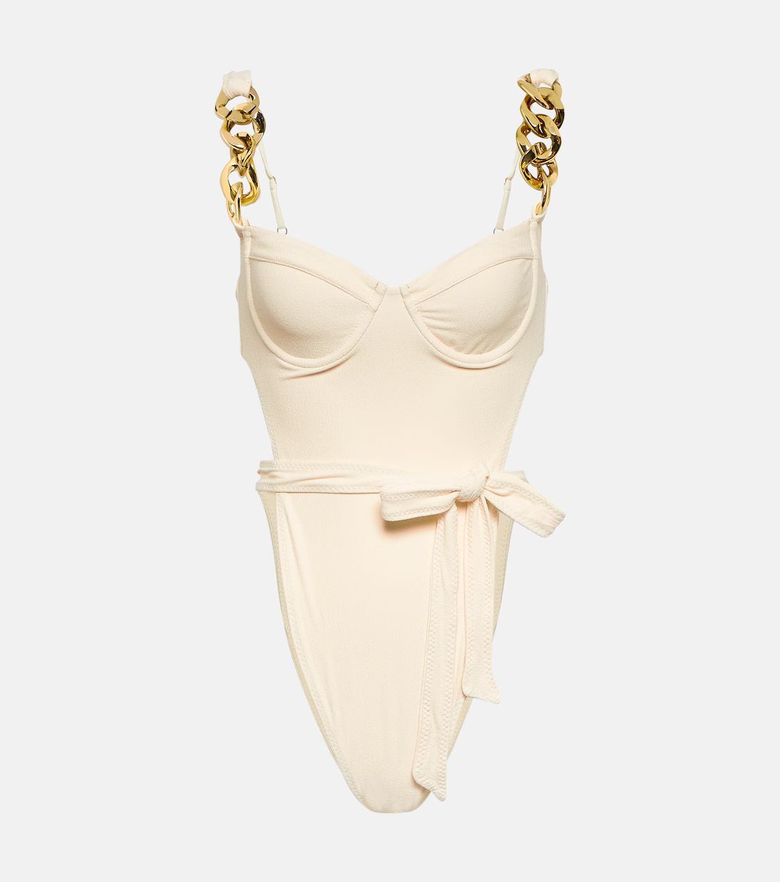 Chain-detail faux-suede swimsuit | Mytheresa (UK)