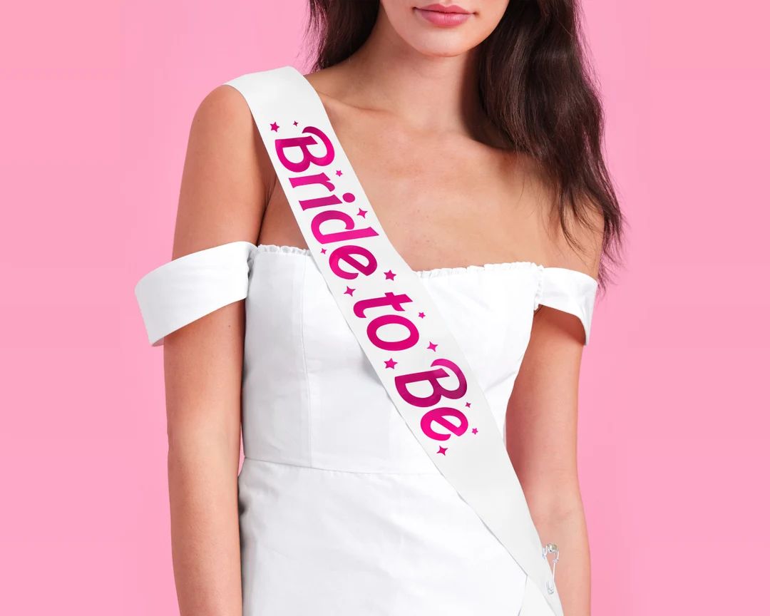 Xo, Fetti Bride to Be Sash White Pink Foil Bachelorette Party Decorations, Bridal Shower Accessor... | Etsy (US)