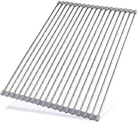 Hhyn Roll Up Dish Drying Rack 20.5"(L) x 14"(W) - Stainless Steel and Silicone Dish Drying Mat Ov... | Amazon (US)