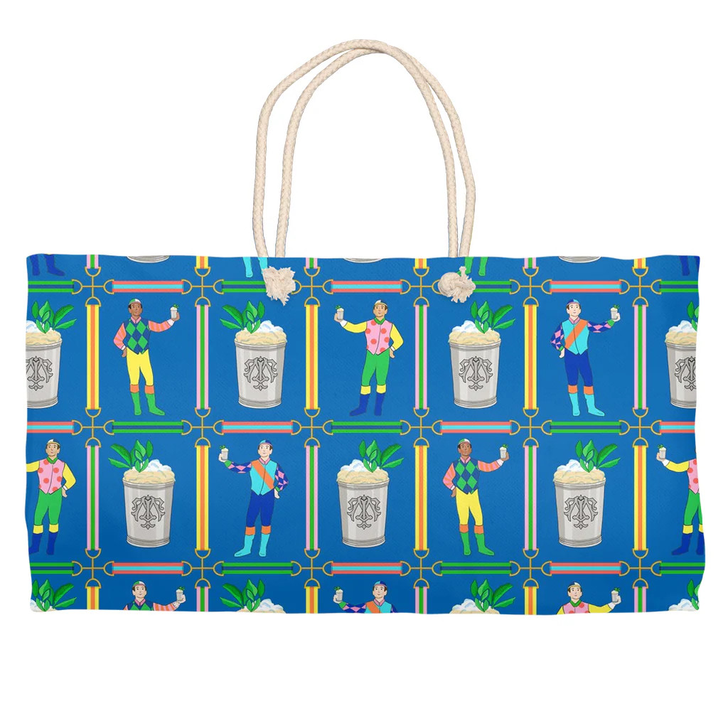 Jockeys & Juleps Personalized Tote Bag, Blue Ribbon | Taylor Beach Design
