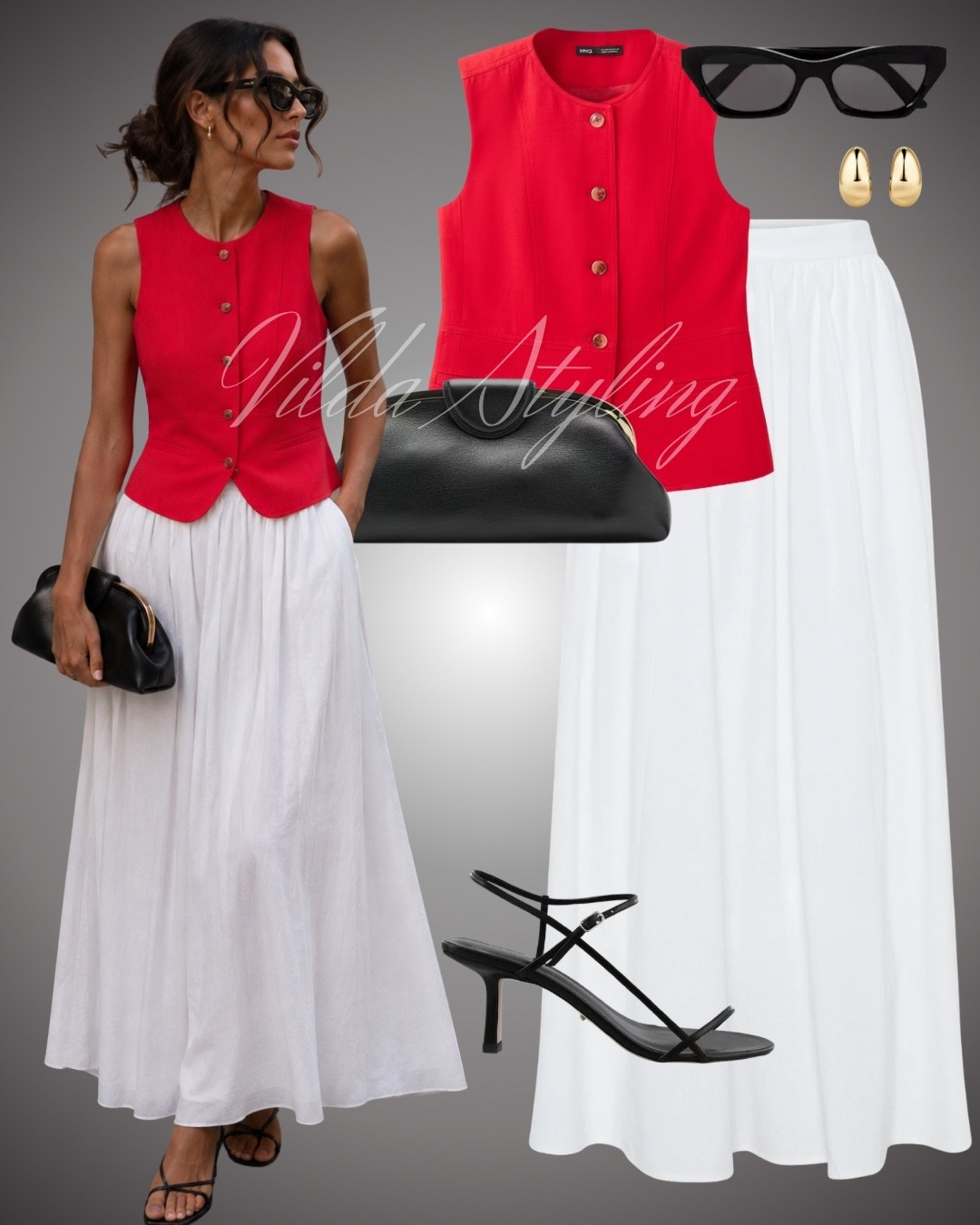 A pop of red makes everything better ❤️ Crisp white, sleek black accessories, and a bold red vest for an effortlessly chic summer look. ✨
Red vest outfit, white maxi skirt, summer outfit, chic summer style, elegant outfit, minimalist fashion, red and white outfit, classy summer look, elevated basics, timeless style, feminine style, black accessories, strappy heels, effortless chic, vacation outfit, summer fashion inspiration, capsule wardrobe, European summer style, quiet luxury style.

#LTKFashionMonth #LTKsummer #LTKstyletip