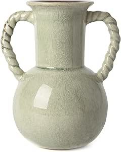 VICTOR & TERESA Decorative Green Vases for Home Decor, Rustic Ceramic Vase for Flowers, Farmhouse... | Amazon (US)
