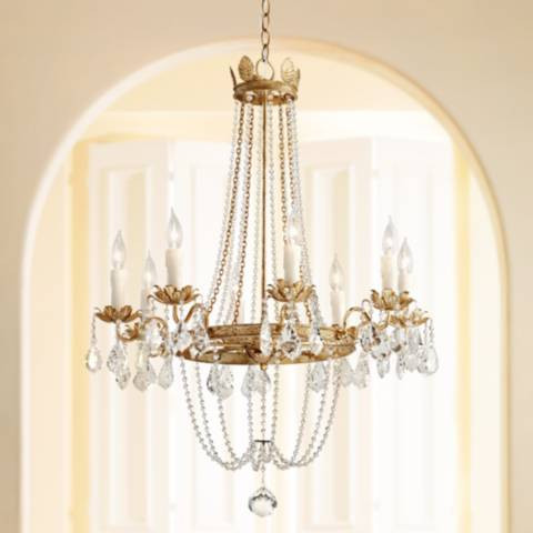 Viola 27 1/2" Wide Distressed Gold Leaf Chandelier - #9P323 | Lamps Plus | Lamps Plus