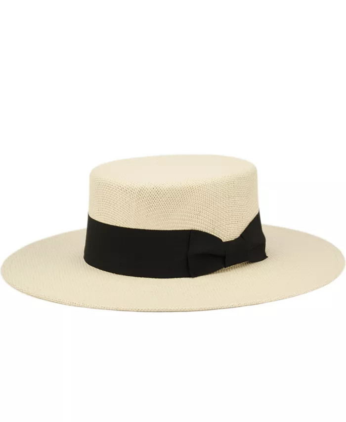 Flat Brim Unisex Boater Straw Sun Hat | Macy's