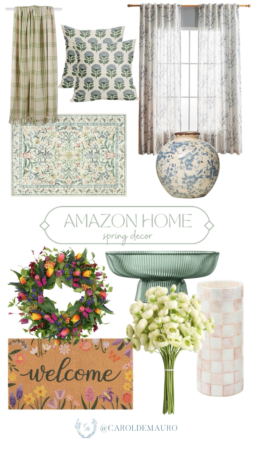 Refresh your home for the season with these springy floral textures and decor finds from Amazon! Your space will easily level up with the hanging curtains, chic rugs, faux flowers, ceramic vases, and more.

amazon home, spring decor, living room style, throw pillows, front door decor, entryway finds, spring wreaths, fresh vibes

#LTKU #LTKHome #LTKSeasonal