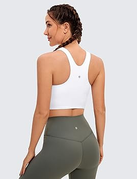 CRZ YOGA Butterluxe Racerback High Neck Longline Sports Bras for Women - Padded Workout Crop Tank... | Amazon (US)