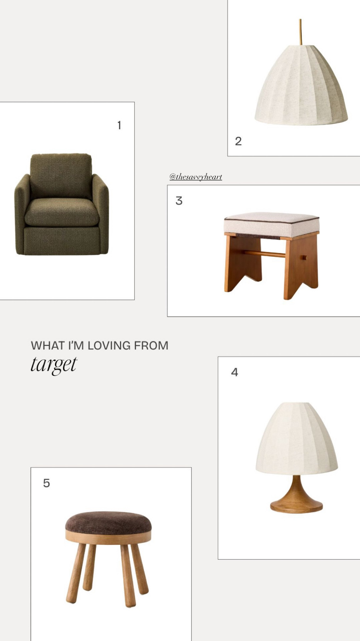 New home decor and furniture finds from Target! I’m loving these linen shaded lamps and that mcm inspired footstool!