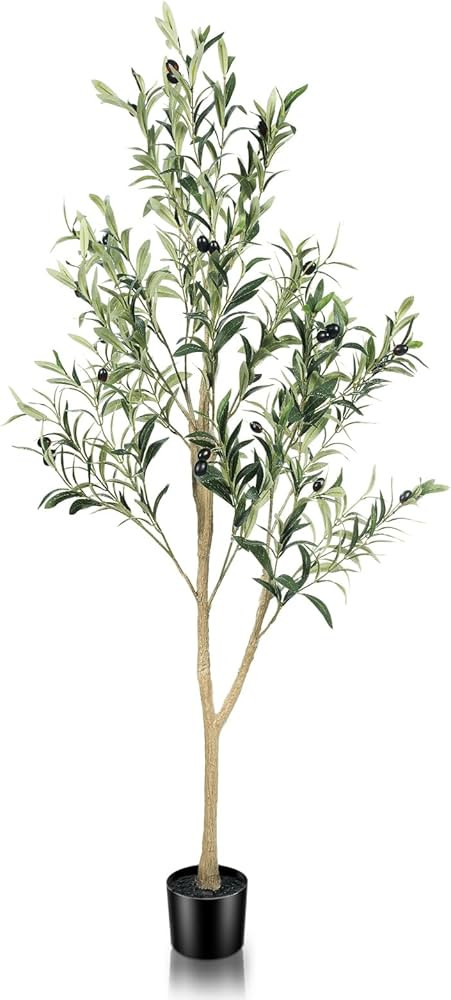 Olive Tree 4ft(48") Fake Potted Olive Tree with Planter, Large Faux Olive Branches and Fruits Art... | Amazon (US)