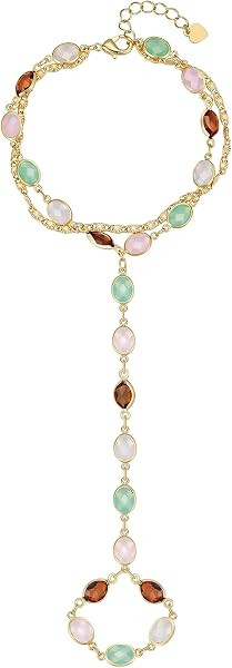 Dainty Gold Hand Chain Bracelets for Women Waterproof,14K Gold Plated Ring Bracelet Hand Chain Se... | Amazon (US)