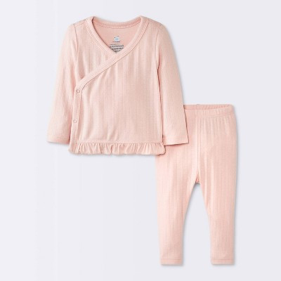 Baby Girls' 2pc Pointelle Set - Cloud Island™ Light Pink Newborn | Target