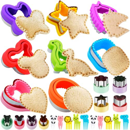BANIC Uncrustable Sandwich Cutter, 26Pcs Sandwich Cutter and Sealer, Crustless Sandwich Cutter Heart Star Unicorn Dino Butterfly etc, Lunch & Bento Box Accessories | Amazon (US)