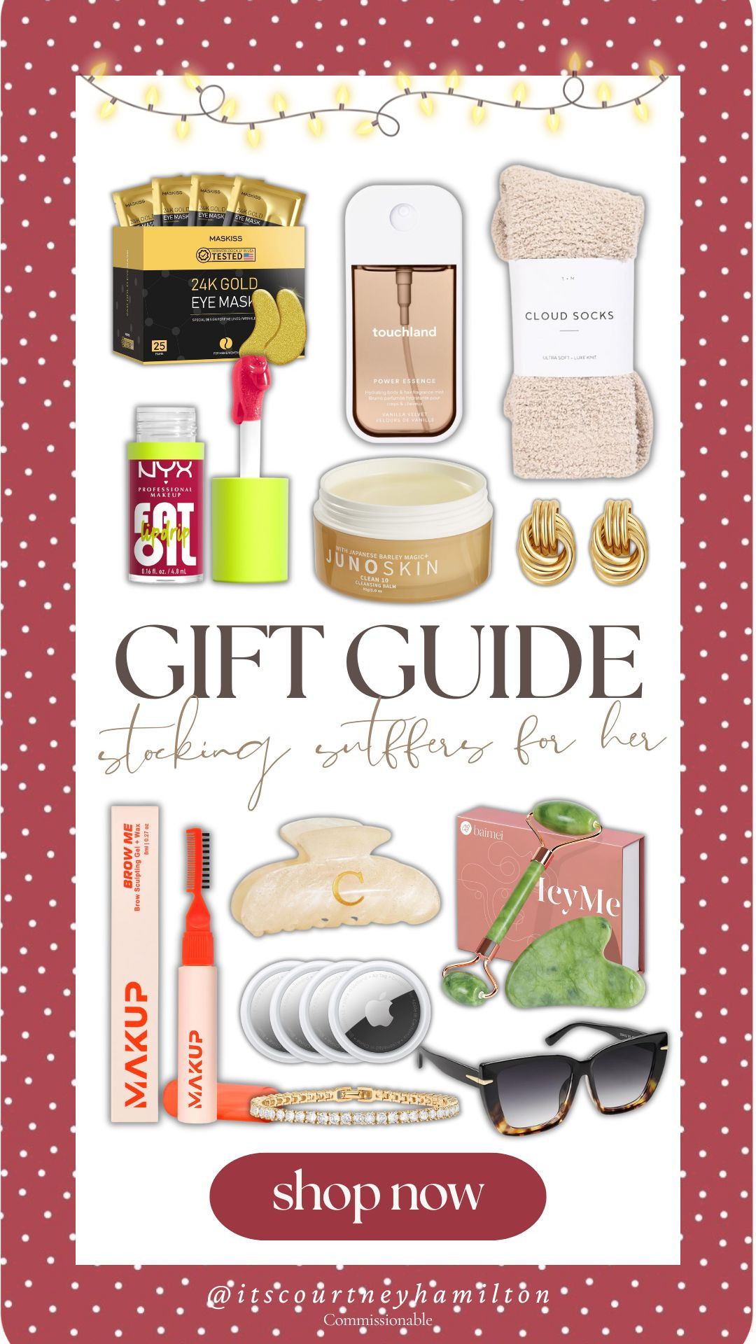 Stocking Stuffers for Her! 🤍

gift inspo, gift guide, finds under 50, finds under 25, gifts for her, skincare, haircare, makeup, courtney hamilton 

 