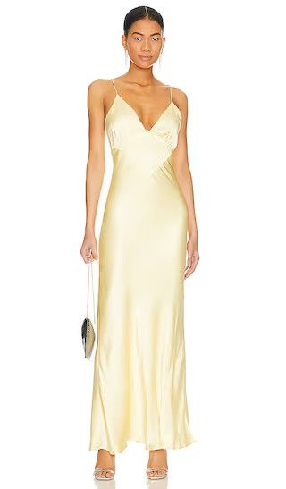 Capri Diamonte Slip Dress in Canary Yellow Formal Dress Yellow Wedding Guest Dress Satin Slip Dress | Revolve Clothing (Global)