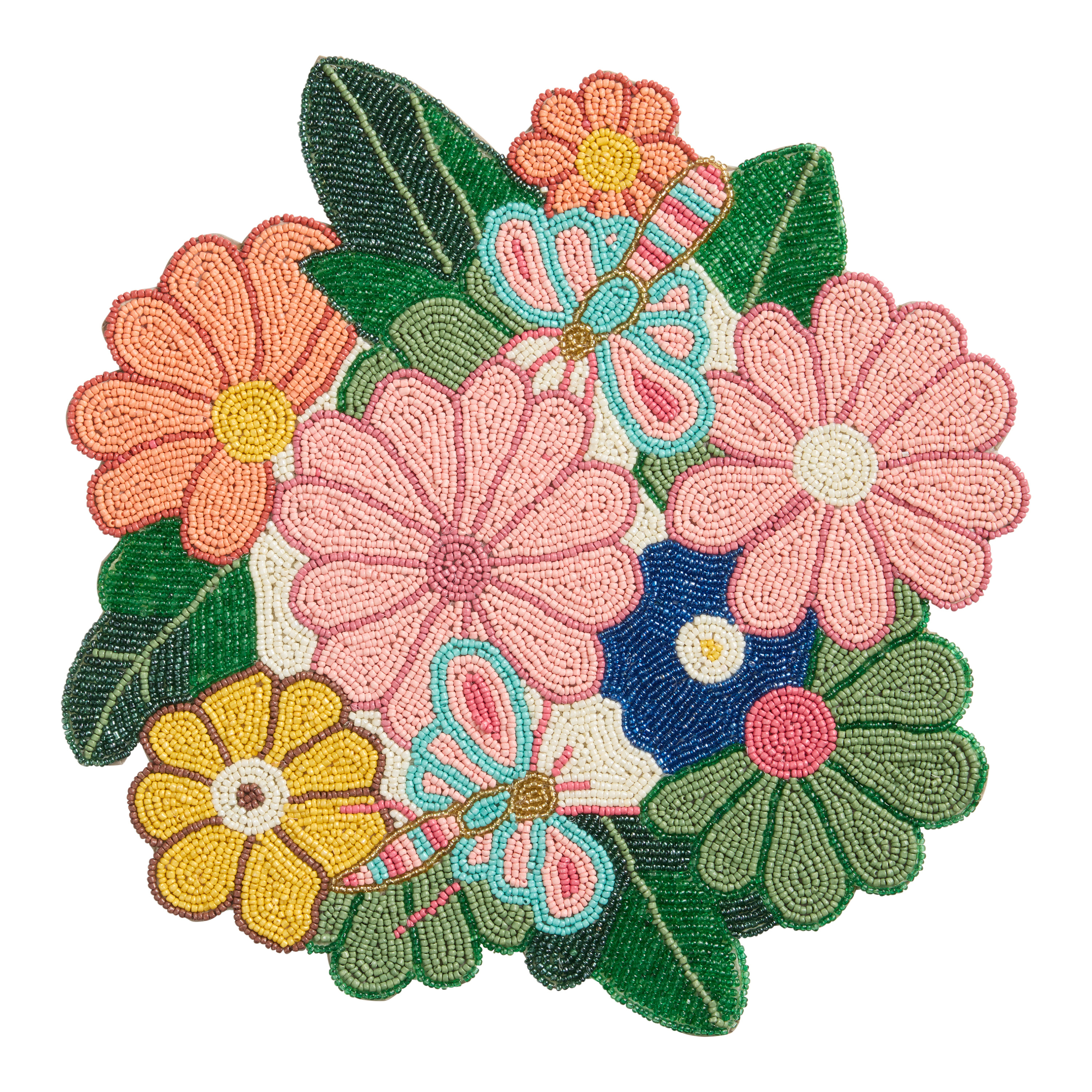 Multicolor Floral and Bug Beaded Placemat | World Market
