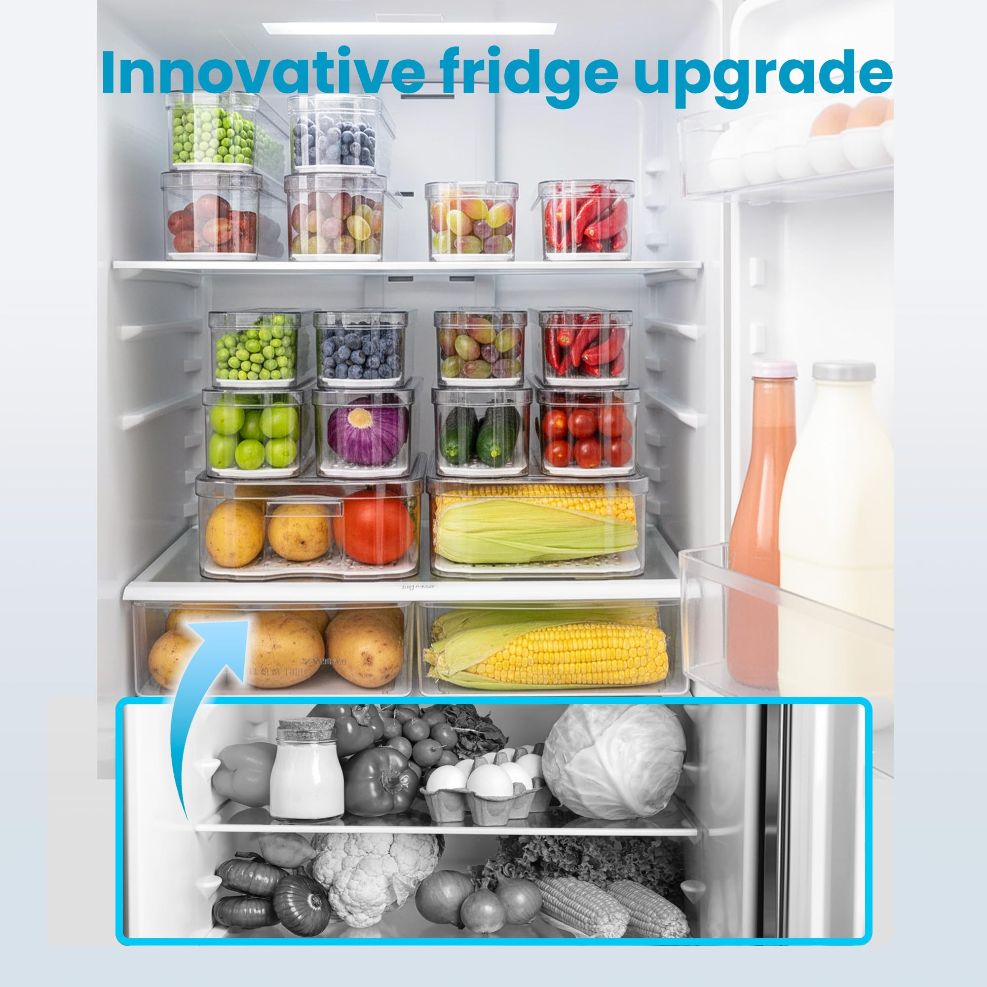 SMRCAD 8 Pack Refrigerator Organizers, Clear Pull-out Drawer Container and Organizer Bins with Li... | Amazon (US)