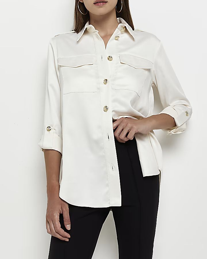 White satin utility shirt | River Island (UK & IE)