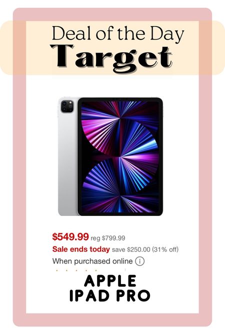Deal of the day! iPad Pro 31% off!!!

#targetdeals #techdeals

#LTKHoliday #LTKCyberweek #LTKsalealert