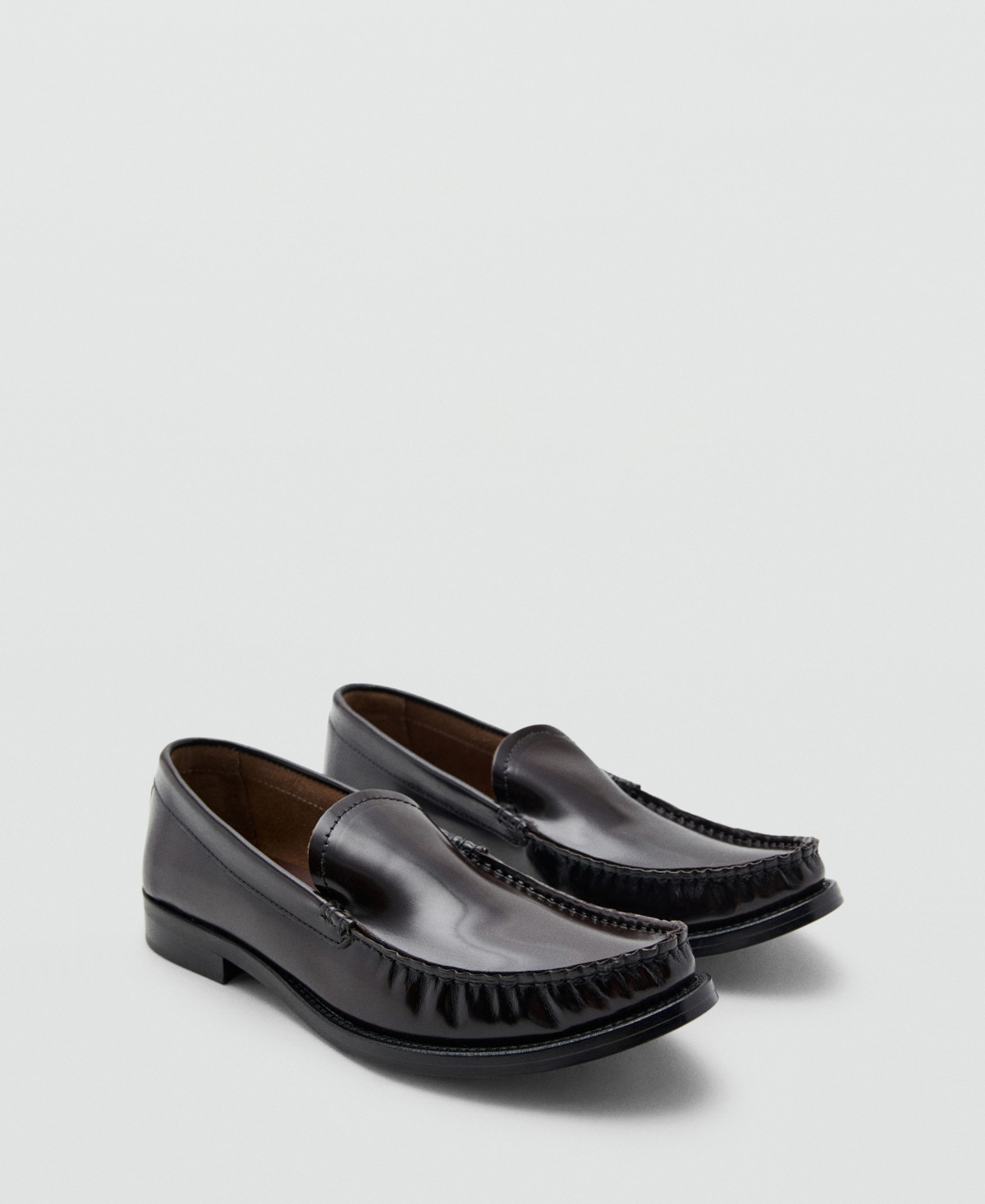 Mango Women's Gathered Leather Moccasin - Chocolate | Macy's