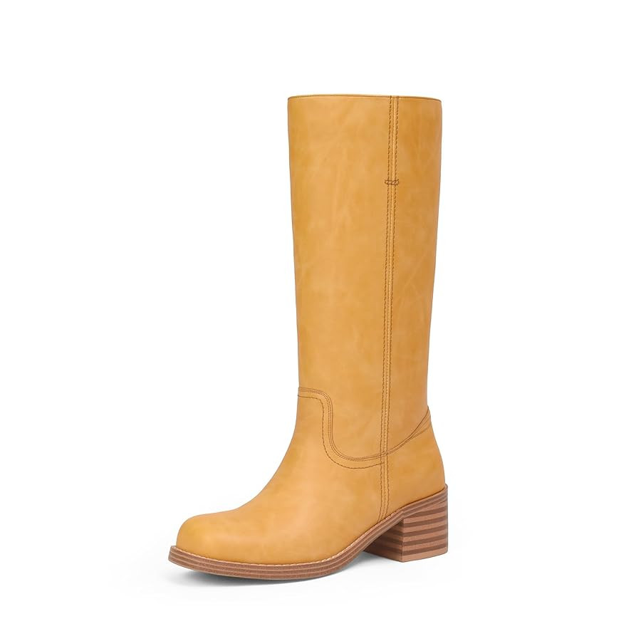 Mid Calf Boots for Women Chunky Block Heel Women’s Tall Boots Square Toe Comfortable Casual Boo... | Amazon (US)