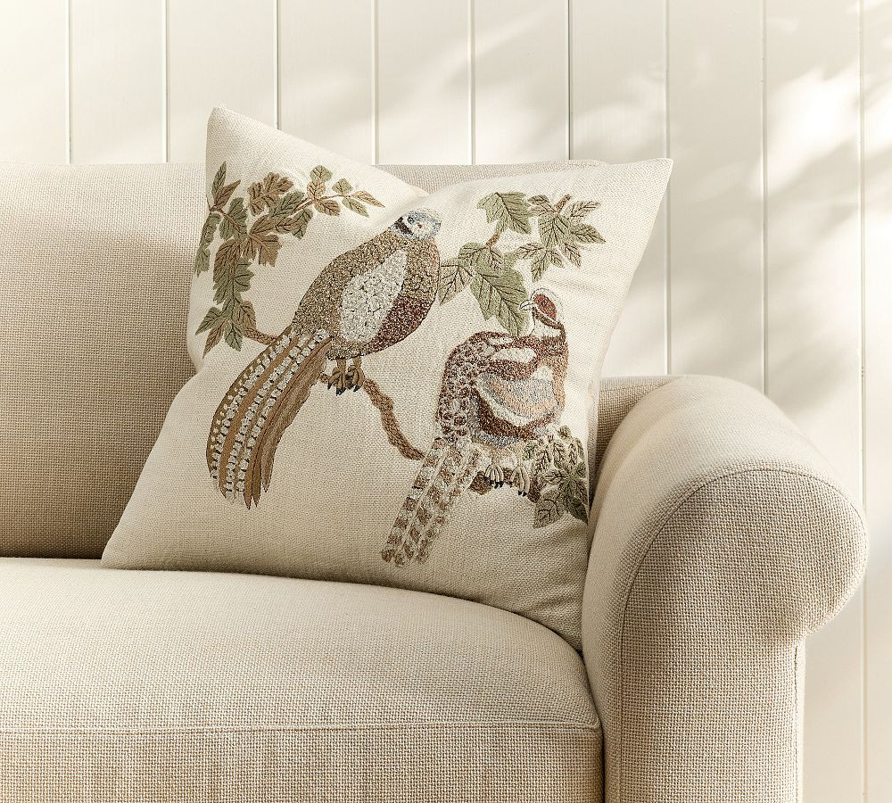 Embroidered Quail Pillow Cover | Pottery Barn (US)