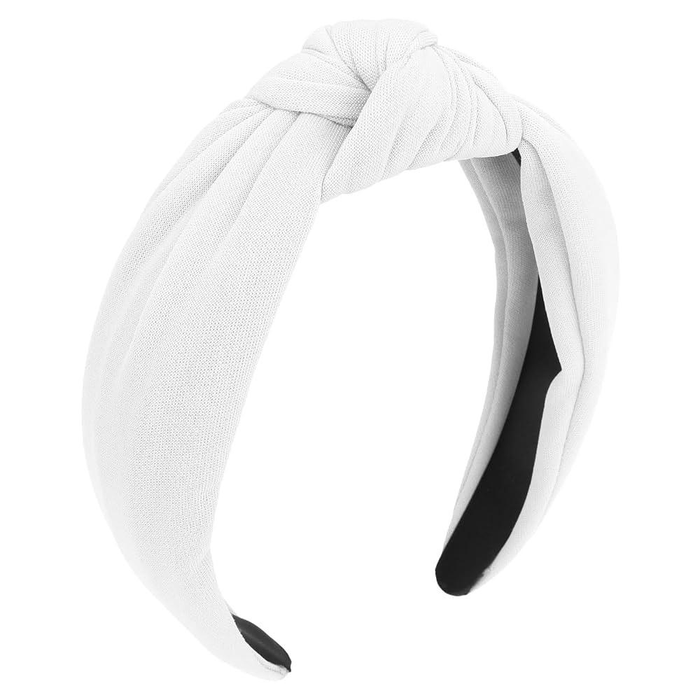 CURASA Headbands for Women Girls Non Slip Knotted Headband Wide Preppy Fashion Hairband White Top... | Amazon (US)