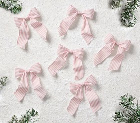 Pink Ticking Stripe Bow Tree Clips, Set of 6 | Pottery Barn Kids