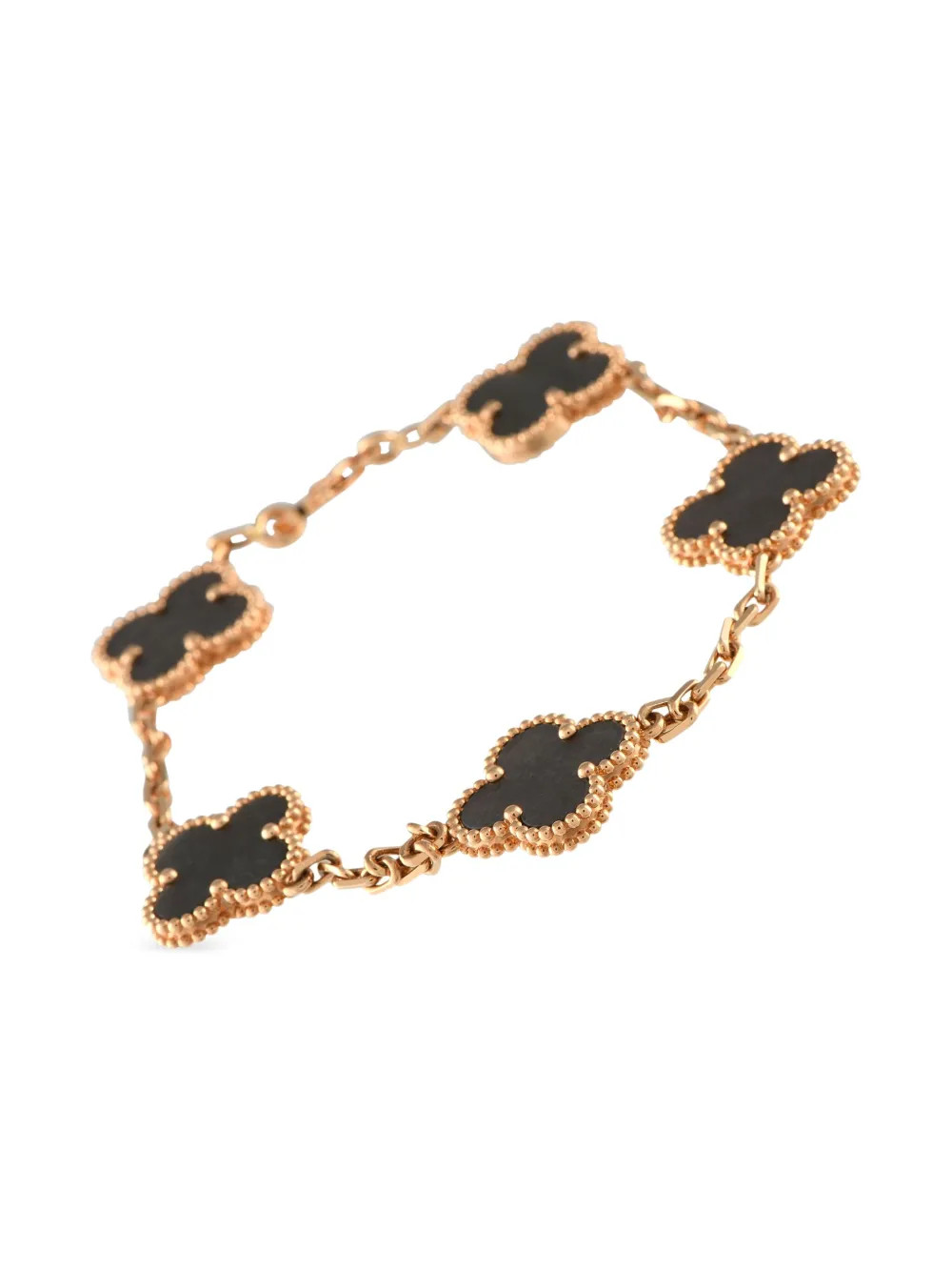 Van Cleef & Arpels 18K Rose Gold Alhambra Obsidian Bracelet | Pink | FARFETCH | Farfetch Global