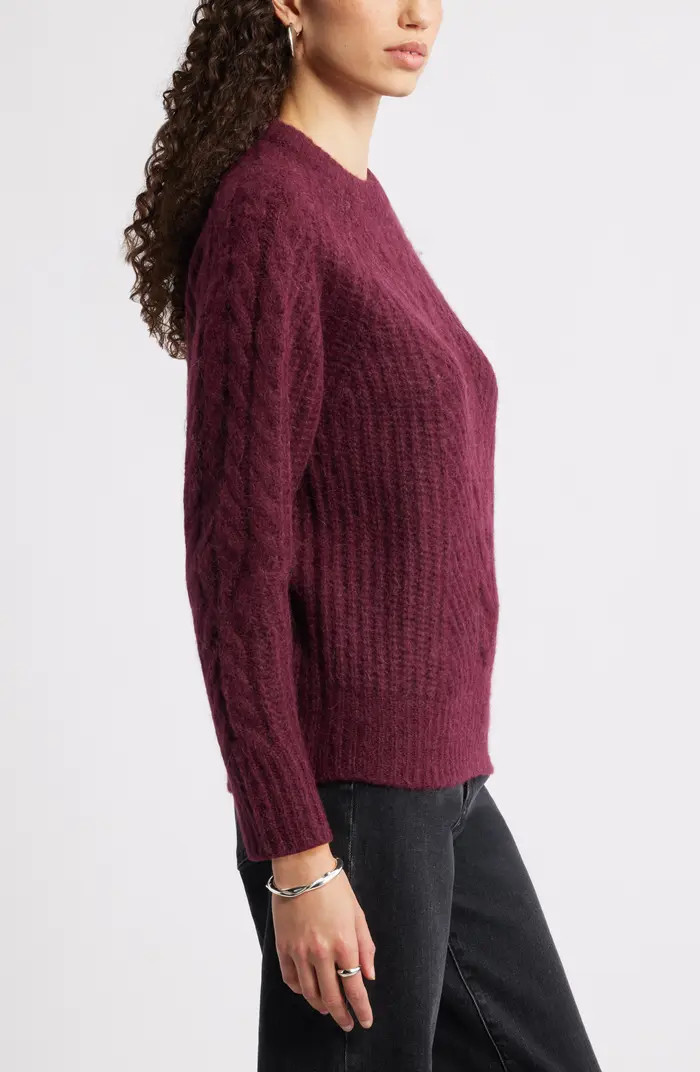 Cable Crewneck Alpaca Blend Sweater | Nordstrom