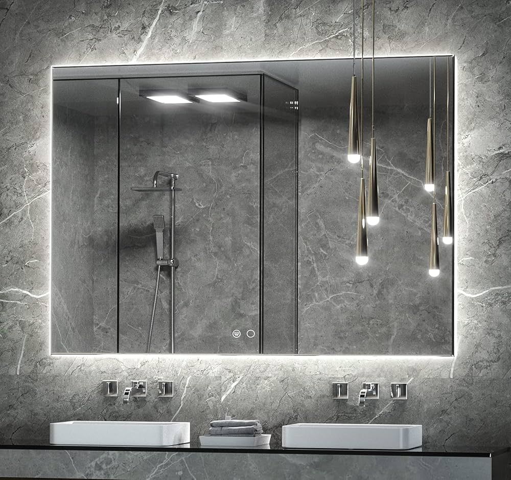 Keonjinn 48 x 36 Inch Backlit Mirror Bathroom LED Mirror Lighted Vanity Mirror Anti-Fog Wall Moun... | Amazon (US)