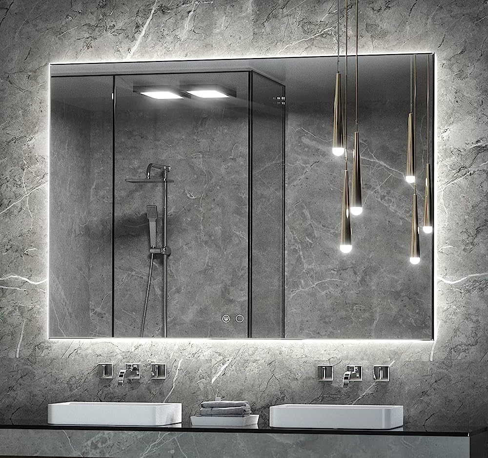 Keonjinn 48 x 36 Inch Backlit Mirror Bathroom LED Mirror Lighted Vanity Mirror Anti-Fog Wall Moun... | Amazon (US)
