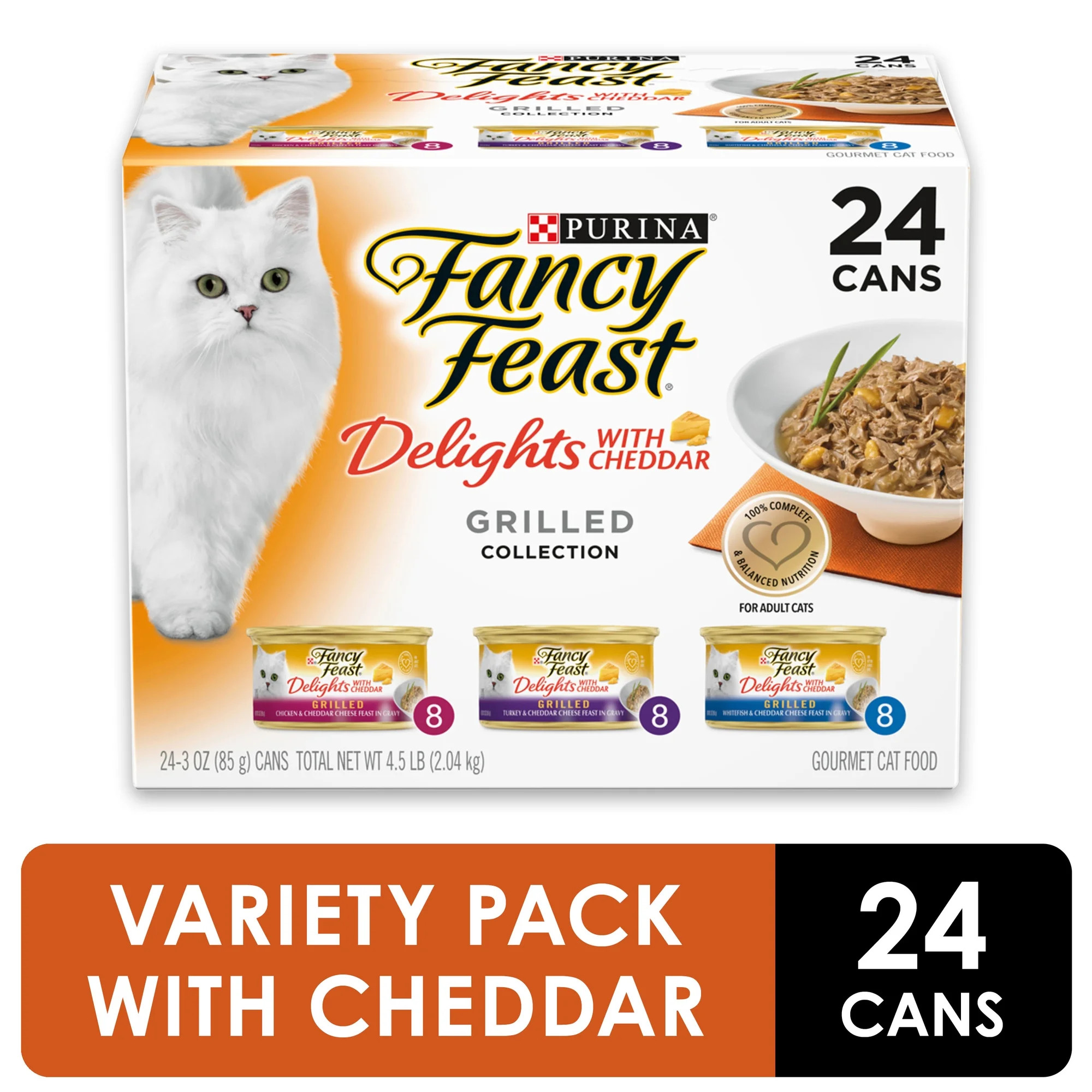 (24 Pack) Fancy Feast Gravy Wet Cat Food Variety Pack, Delights With Cheddar Grilled Collection, ... | Walmart (US)