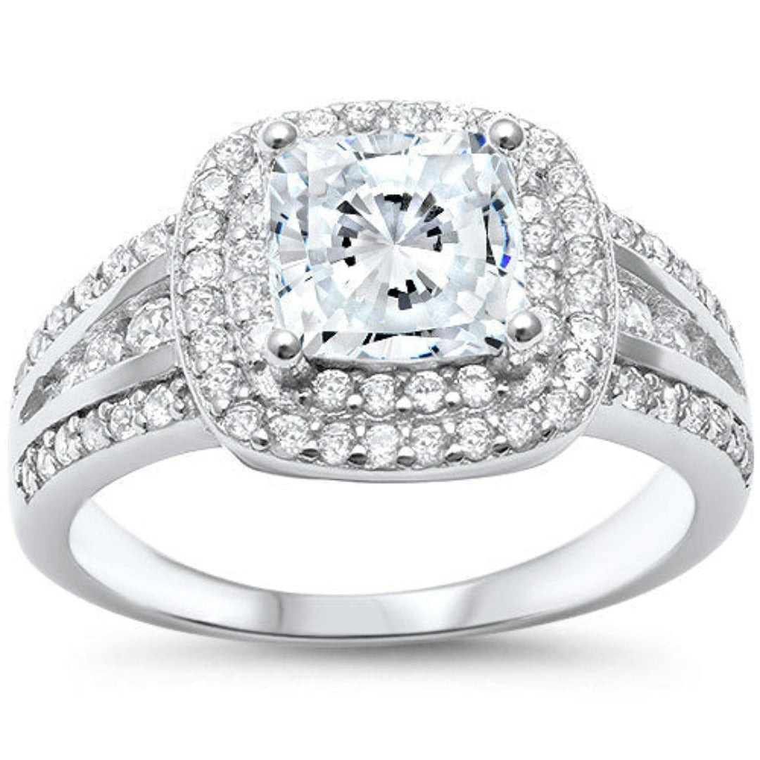 2 Carat Princess Cut Double Halo Ring | Starlette Galleria