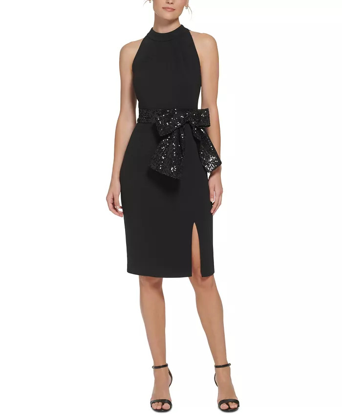 Eliza J Women's Sequin-Bow Sleeveless Sheath Dress & Reviews - Dresses - Women - Macy's | Macys (US)